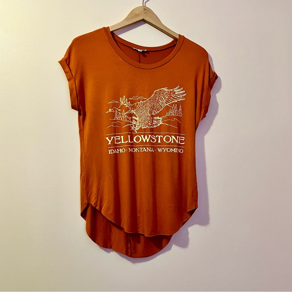 Yellowstone Eagle Graphic Tee - Rust Orange Women’s Top